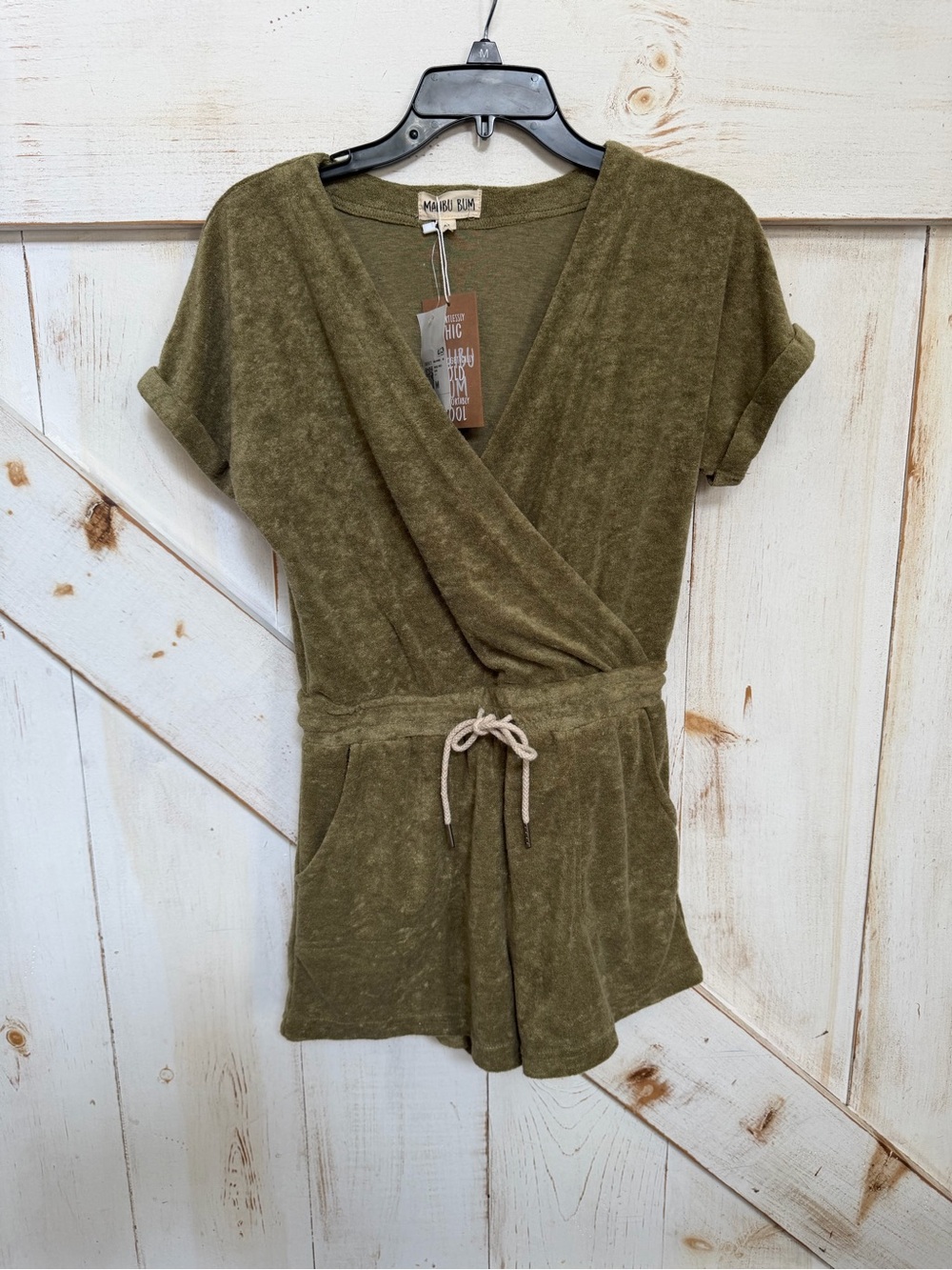 Malibu BUM Olive Green Terry-Cloth Romper